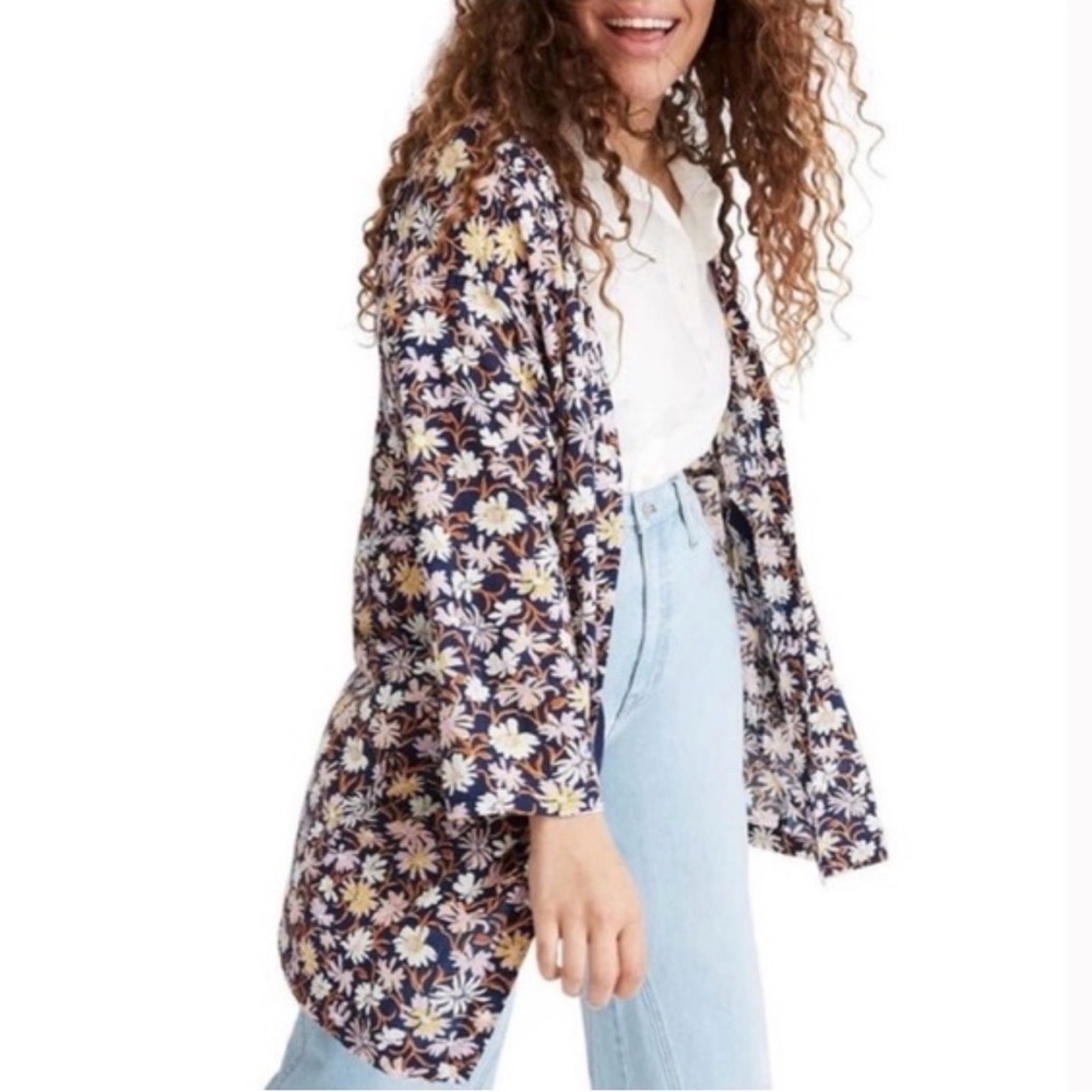 Madewell Short Robe Jacket Poolhouse Floral Cotton Cardigan Size Small